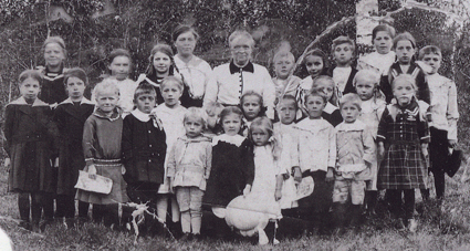 Tre grupper Söndagsskolbarn, cirka 1917.